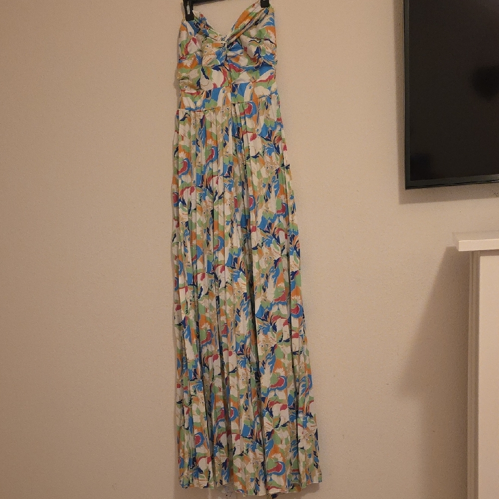 Colorful Strapless Floral Maxi Romper